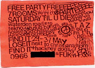Free Party flyer -  Waterdon Road Hackney Wick