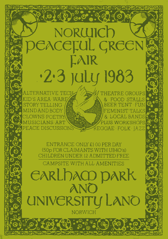 poster for the peaceful green fair